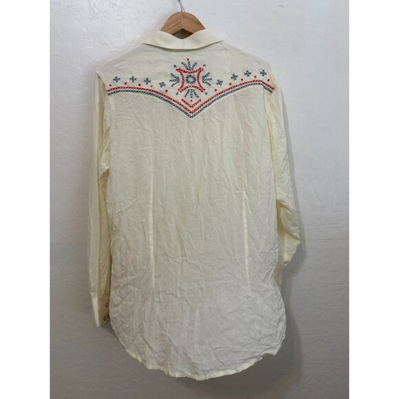 Wrangler Womans Button Up Size L Western Boho Embroidered Cowboy Rodeo Country - Picture 5 of 13